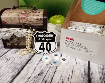 WHITE MAGNA-GLIDE Bobbins Type M Pre-wound Magnetic core. Fil-Tec Classic Embroidery, Quilting, Sewing Machine.  Filament Polyester No. 60