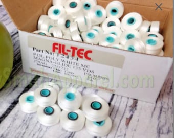 Brother Embroidery Machine Bobbins, White, Fits Entrepreneur ProX PR1050X and  many others.  Pre-wound Magnetic core. Poly #60, MAGNA-GLIDE