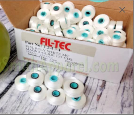 Brother Embroidery Machine Bobbins, White, Fits Entrepreneur Prox PR1050X  and Many Others. Pre-wound Magnetic Core. Poly 60, MAGNA-GLIDE 