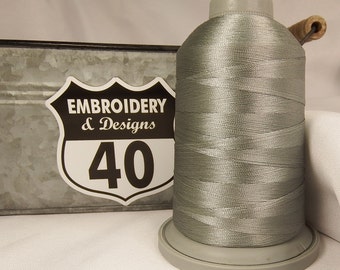 SILVER EMBROIDERY Thread Glide Polyester 5500 Yards, 40 wt.  King Large Spool. Made In USA!!  Coin 10429