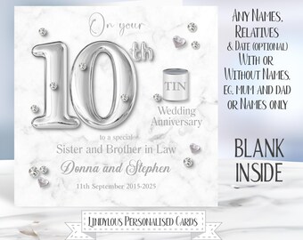 Hunts England Große Karte Zum 10. Hochzeitstag – Für Die Ehefrau, 21 X 21 Cm, Blanko Innen
