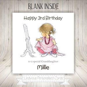 Cute Little Girl Dressing up Mirror Personalised Birthday Card Great Granddaughter Niece Daughter Sister Goddaughter Cousin  2nd 3rd 4th