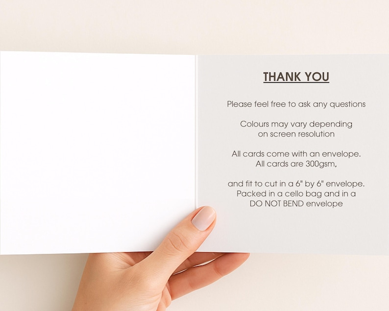A hand holding a blank card with instructions on how to fill it.