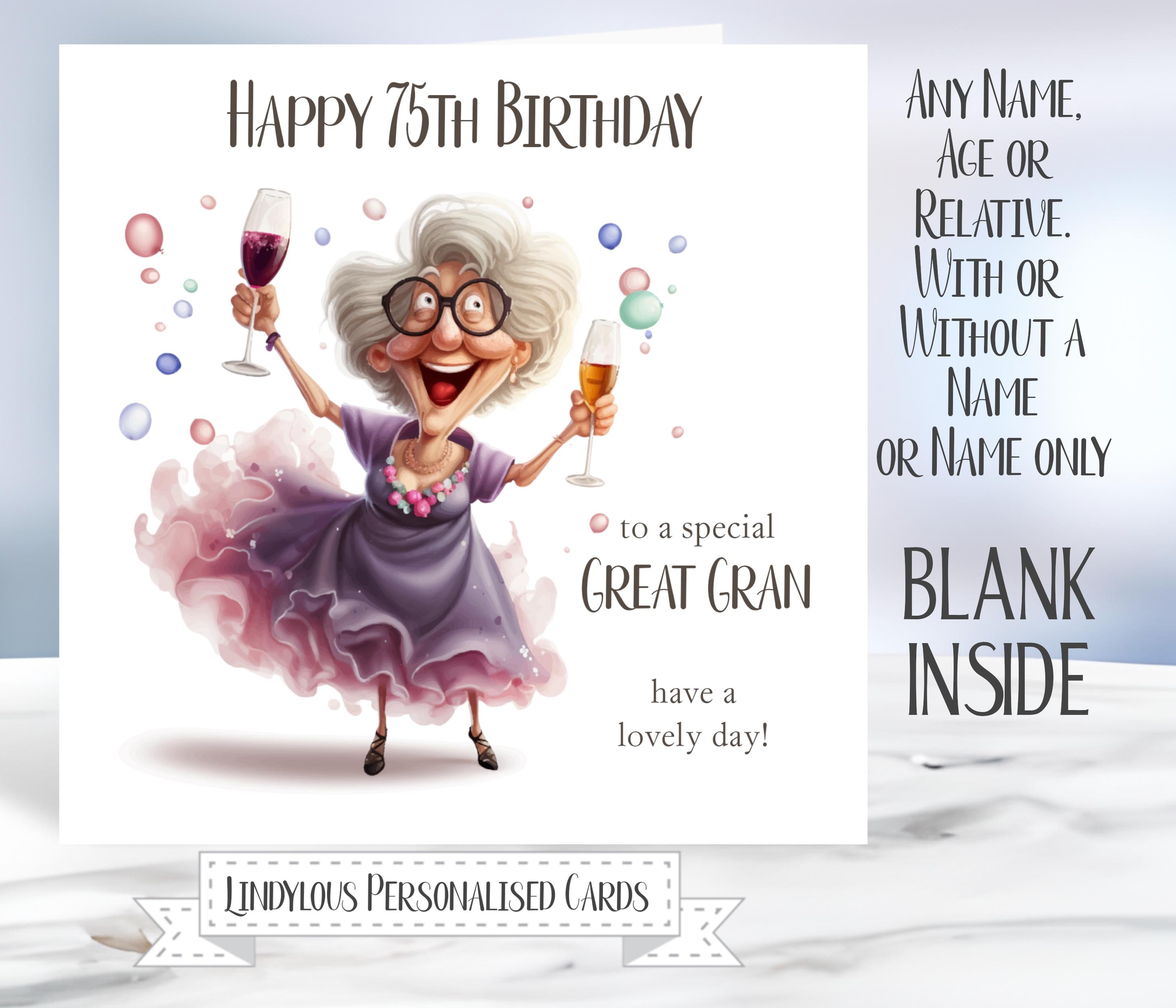 Funny Old Lady Birthday Card: Personalised for Mum, Sister, Grandma - Etsy, image size:2916x2500