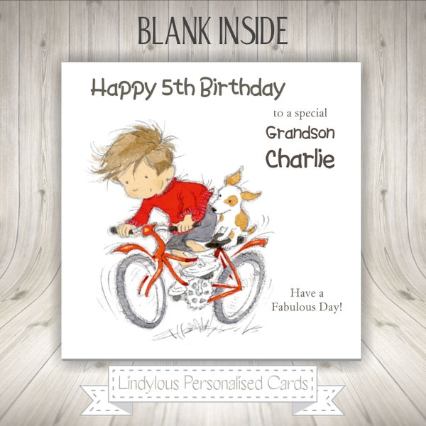 Boy Riding Bike Bicycle Cyclist Personalised Birthday Card Great Grandson Nephew Son Brother Godson Cousin 2nd 3rd 4th 5th