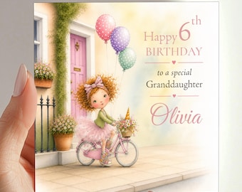 Girl on Bike Personalised Birthday Card, Wheelie Special, 10th Granddaughter, Pushbike