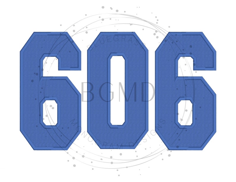 606 Area Code Embroidery Machine Design Satin Stitch Applique Etsy