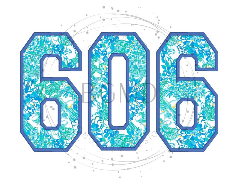 606 Area Code Embroidery Machine Design Satin Stitch Applique Etsy