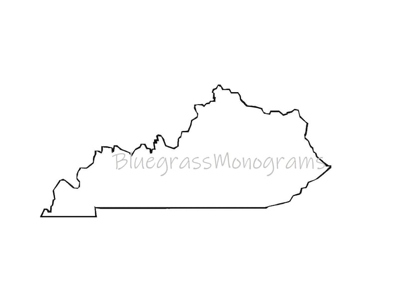 Raggy Chic Applique Kentucky Outline State Embroidery Etsy