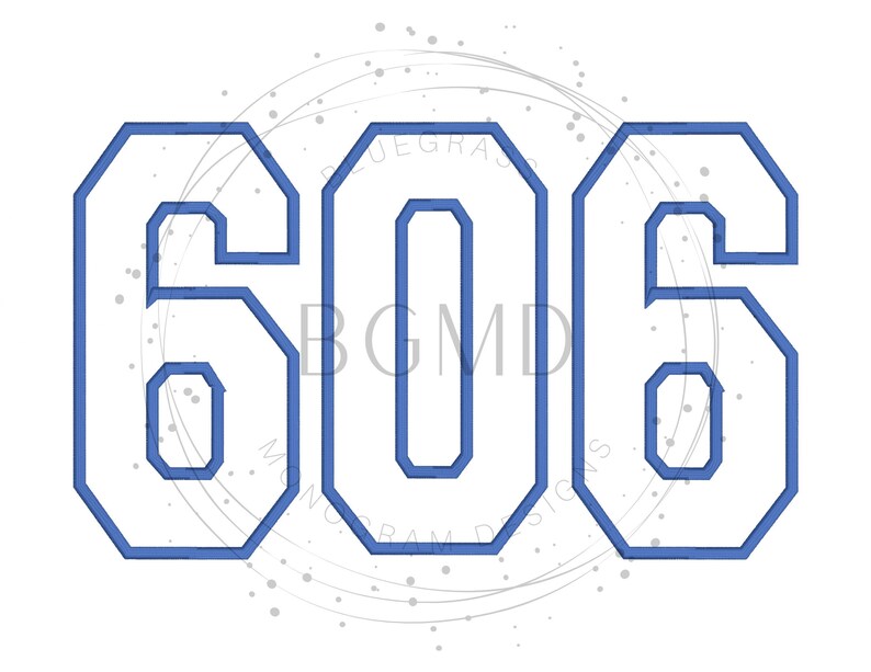 606 Area Code Embroidery Machine Design Satin Stitch Applique Etsy