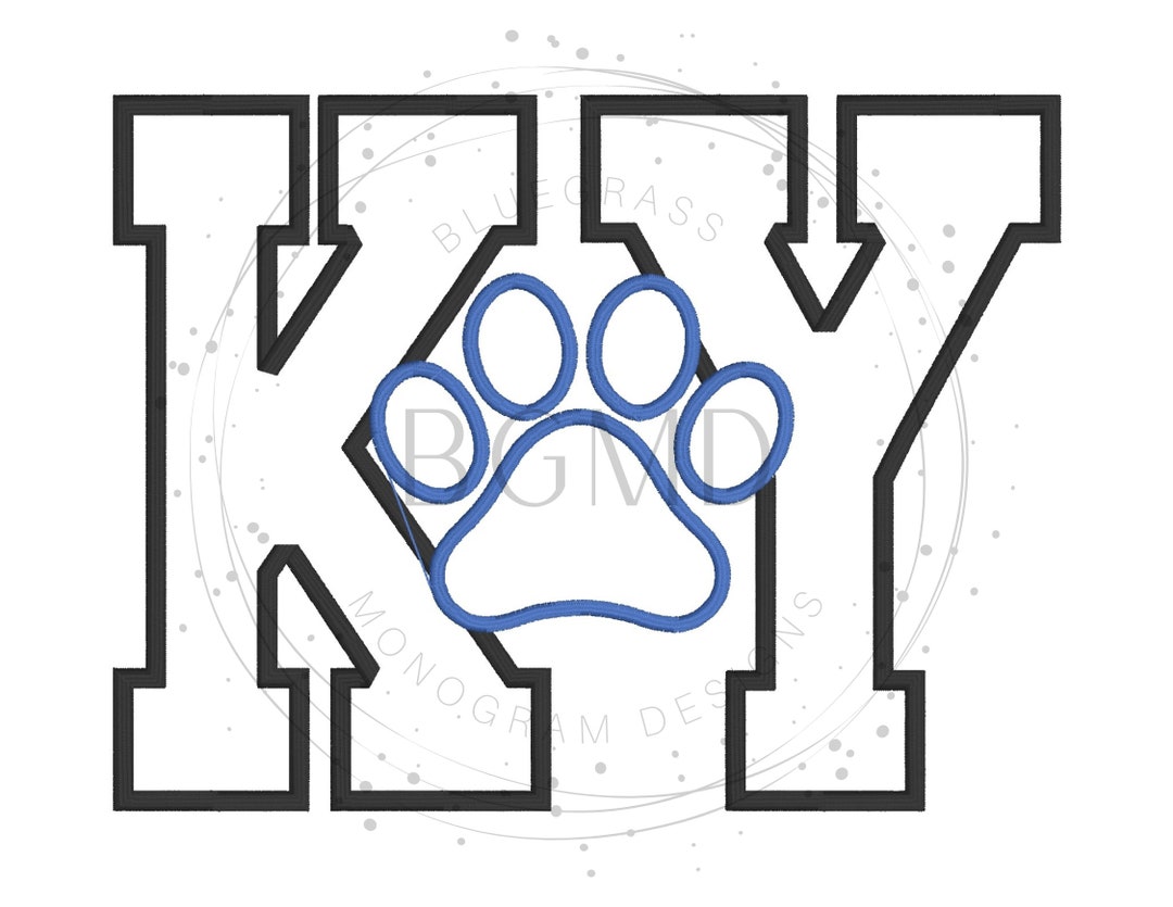 Kentucky KY Wildcats Paw Print Embroidery Applique Design - Etsy