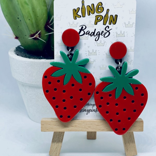 Strawberry Earrings // Laser Cut Acrylic Earrings - Fashion Jewellery - Costume Jewellery - Perfect Letterbox Gift