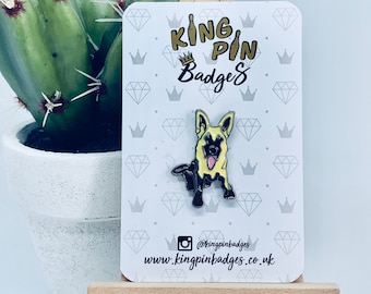 GERMAN SHEPHERD Pin Badge | Alsation Pin | Dog Pin Badge | Soft Enamel Pin |  Dog Lover Gift |  Letterbox Gift | Mix & Match 3FOR2