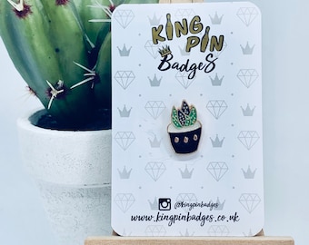 MINI CACTUS Black Pot Enamel Pin Badge | Cactus Pin Badge | Pin Badge | Soft Enamel Pin | Plant Gifts |  Letterbox Gift | Mix & Match 3FOR2