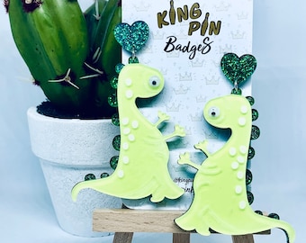 Novelty Dinosaur Earrings // Laser Cut Acrylic Earrings - Fashion Jewellery - Costume Jewellery - Perfect Letterbox Gift