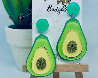 Avocado Earrings // Laser Cut Acrylic Earrings - Fashion Jewellery - Costume Jewellery - Perfect Letterbox Gift