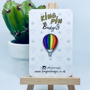 HOT LUFTBALLON Emaille Pin Badge | Großer Regenbogen-Heißluftballon | Soft Enamel Pin |   Letterbox Geschenk