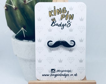 MOUSTACHE Enamel Pin Badge | Moustache Badge | Pin Badge | Soft Enamel Pin |  Hipster Pins |  Letterbox Gift | Mix & Match 3FOR2