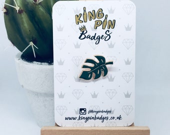 Emaille pin badge palmblad | Badge monsterablad | Planten en vetplanten | Zachte emaille pin | Tuinieren | Brievenbuscadeau