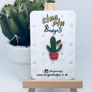 CACTUS Enamel Pin Badge | Cactus in a Red Pot Badge | Pin Badge | Soft Enamel Pin | Plant Gifts |  Letterbox Gift | Mix & Match 3FOR2