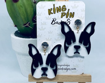 Oorbellen Franse Bulldog // Lasergesneden acryloorbellen - Mode-sieraden - Kostuumsieraden - Perfect Brievenbuscadeau