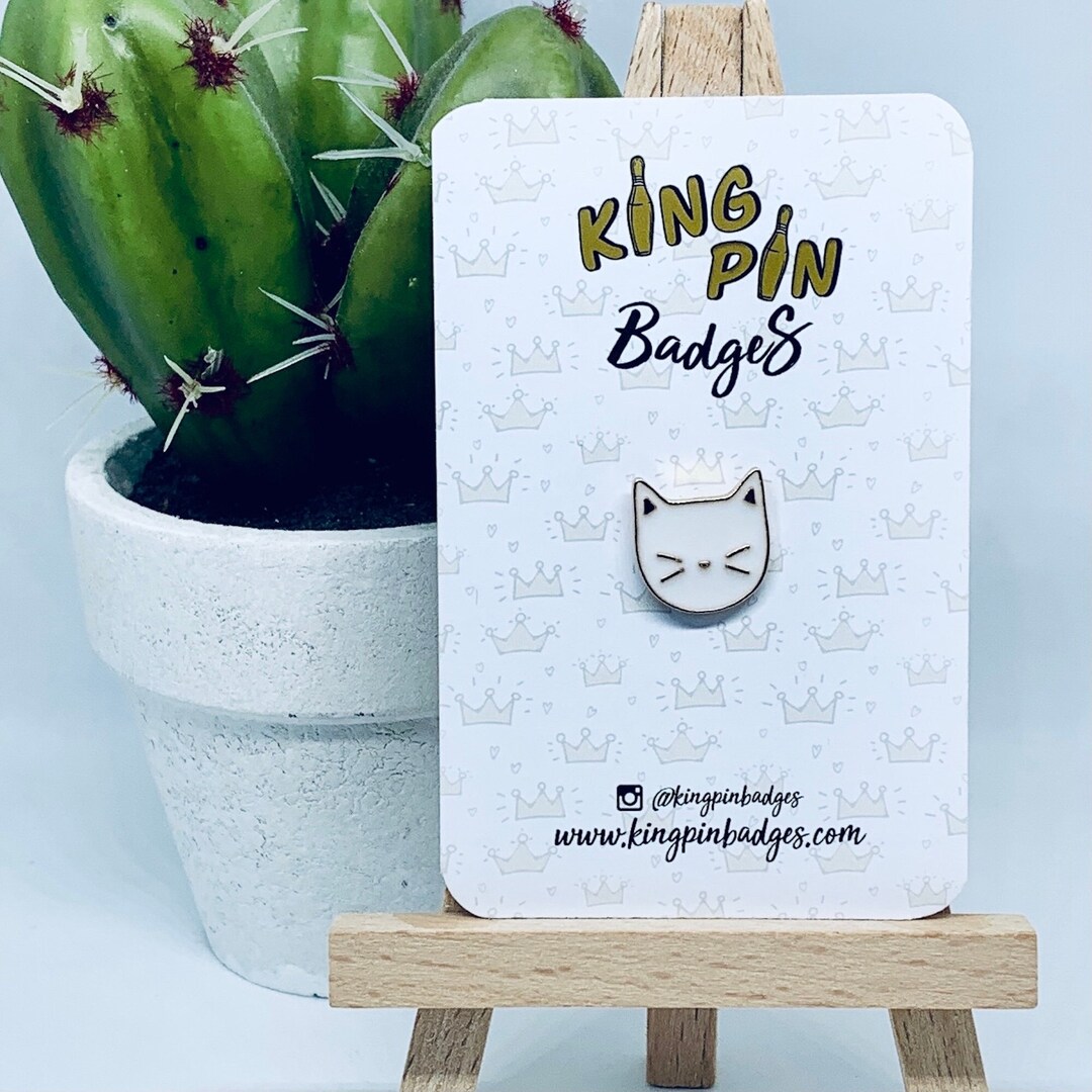 MINI WHITE CAT Enamel Pin Badge | Cat Face Pin | Soft Enamel Pin ...
