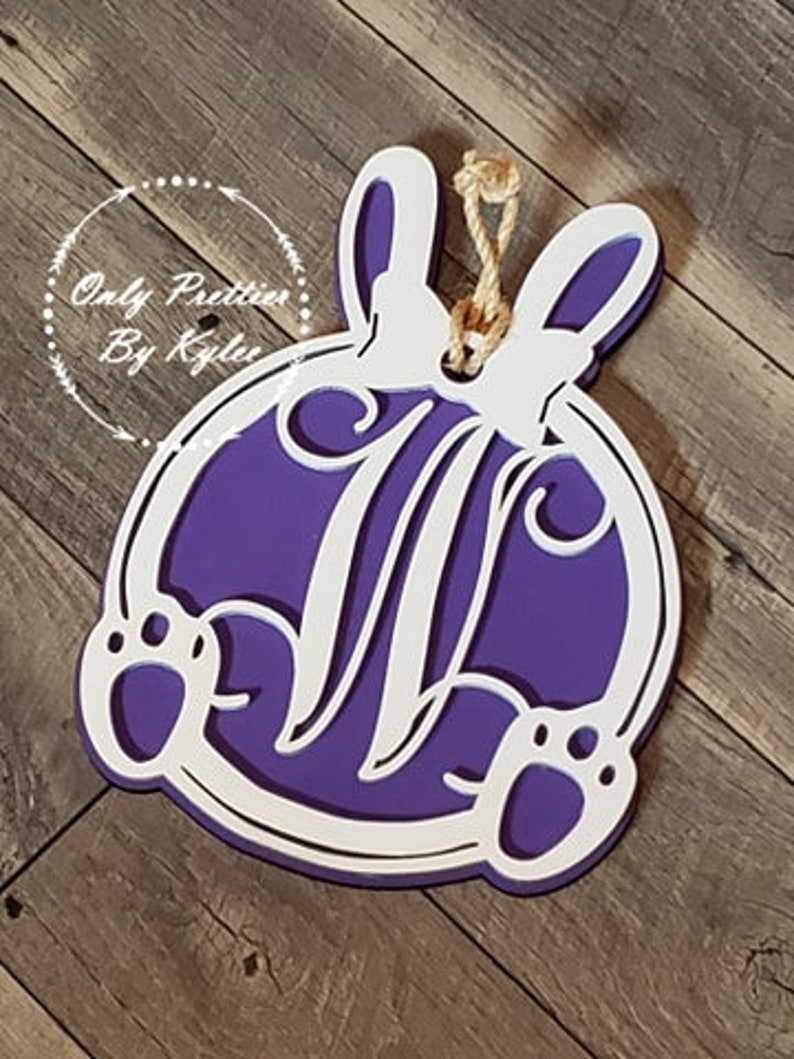Download Easter Bunny Round Door Decor Bunny Monogram Door Hanger | Etsy