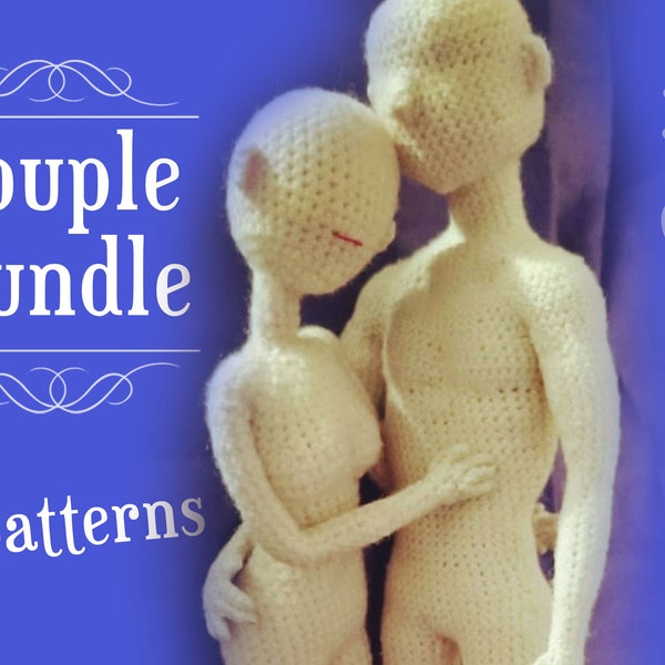 Lot de patrons poupée femme + poupée homme - poupées réalistes - patron au crochet