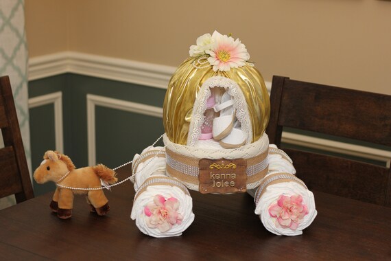 princess carriage diaper cake