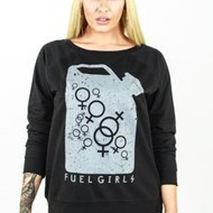 Ladies Black Sweatshirt Crew Neck Fuel Can Logo Official Fuel Girls Merchandise image 2