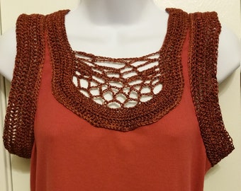 Women's copper tank/Crochet tank top/Summer Top for Women/Crochet Copper tank/Women's Gift/Women's Clothes/Penny for your thoughts?