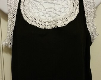 Women's black tank/Women's crochet tank/Black and Ivory tank/Ivory crocheted tank/black crochet tank/Women's gift/Women's clothes