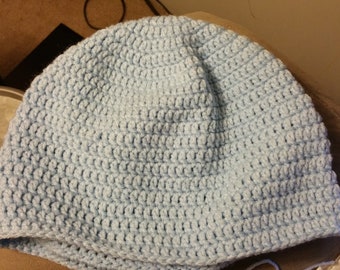 Crocheted Snow/Surfing Cap-Unisex Cap-Winter Hat-Unisex Gift-Blue Beanie, Winter Gift, Blue Cap