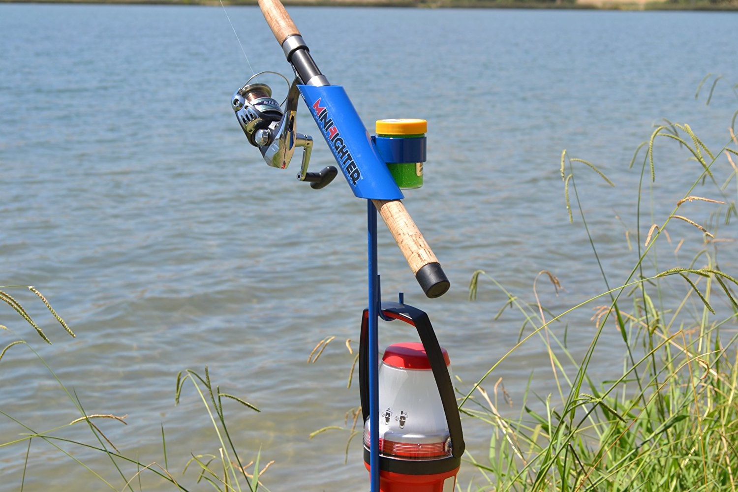 Minifighter™ Blue Rod Holder. Top Rated Product on . One of the BEST  Bank Fishing Rod Holders. Made in USA by Sam's Outdoorsman 