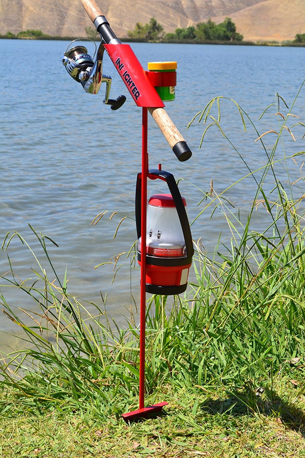 Buy Minifighter™ Red Rod Holder. Top Rated Product on . One of the  BEST Bank Fishing Rod Holders. Made in USA by Sam's Outdoorsman Online in  India 