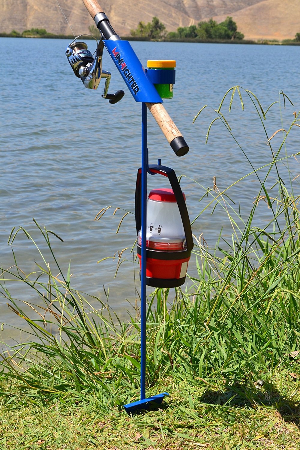 Minifighter™ Blue Rod Holder. Top Rated Product on . One of the BEST  Bank Fishing Rod Holders. Made in USA by Sam's Outdoorsman 