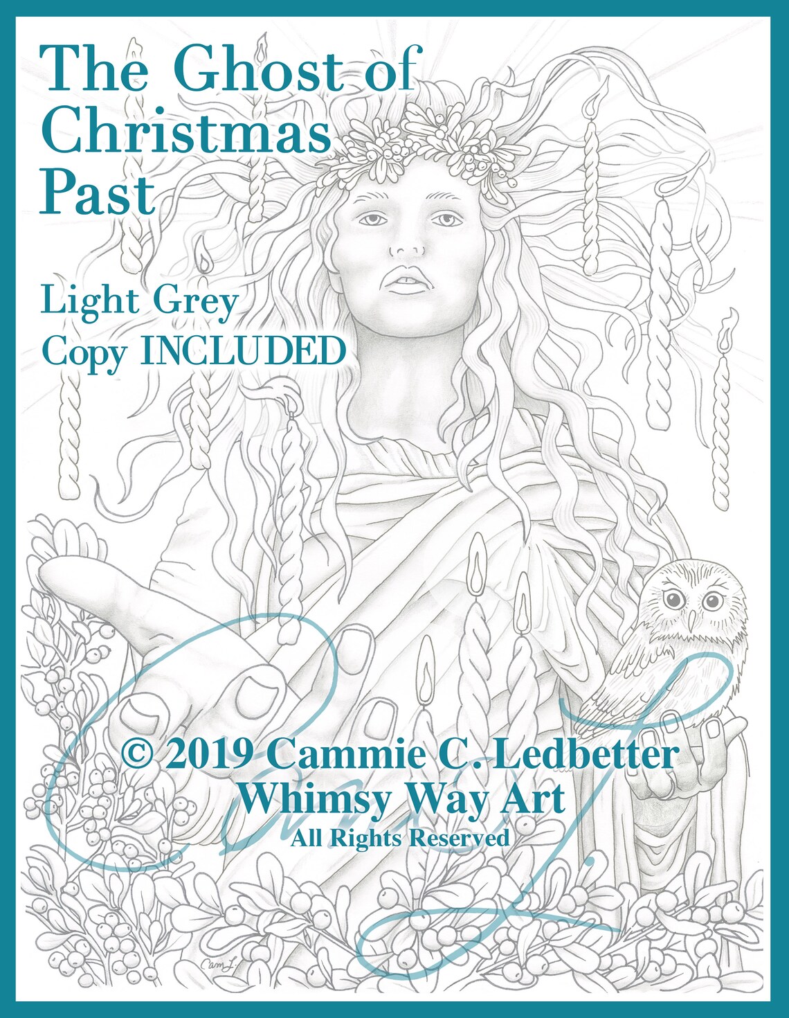 The Ghost of Christmas Past, Premium Advanced Greyscale Coloring Page ...