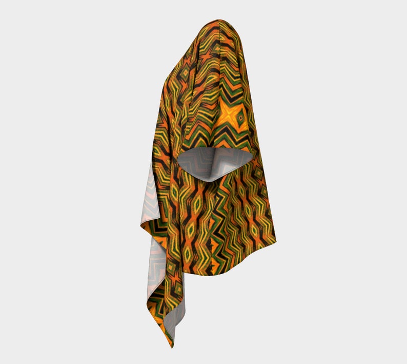 loose fit jacket cardigan Draped kimono African jungle print tribal look orange Jungle Jive flowing jacket brown olive
