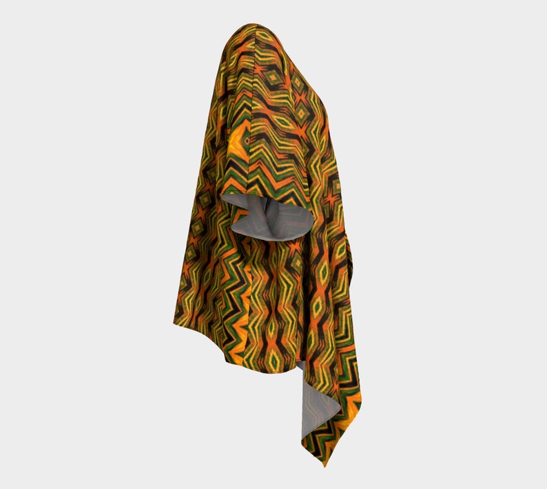 loose fit jacket cardigan Draped kimono African jungle print tribal look orange Jungle Jive flowing jacket brown olive