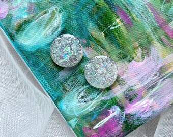 THE MERMAID STUDS | Holographic Glitter Stud Earrings | Fun Earrings | Cute Earrings | Resin Jewelry | Resin Earrings | Pinterest Gifts