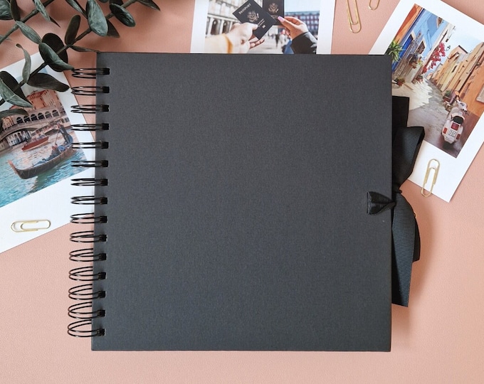 Blank Scrapbook Black 8x8 Inches Black 12x12 Inches Spiral Bound