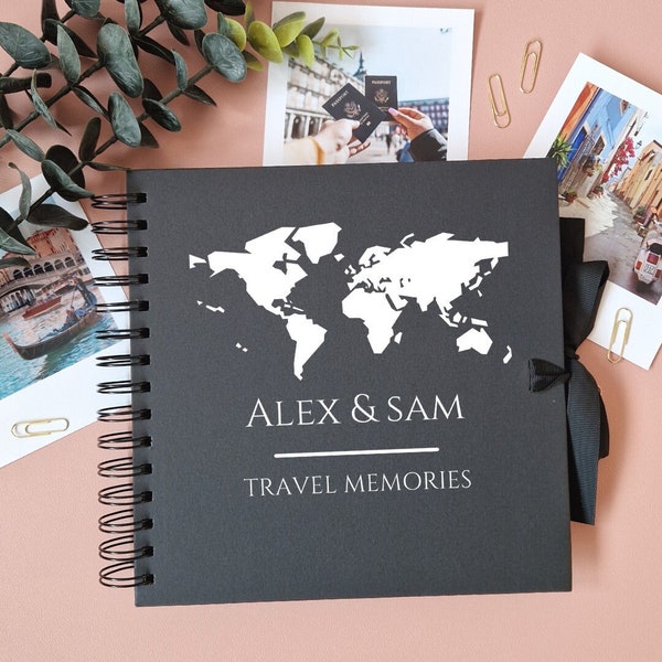 Travel Scrapbook, Personalised Couples Travel Journal, World Travel Album, Travel Memory Book, Adventure Book, Travel Gift, Gift For Couples