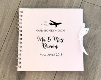 Honeymoon photo album scrapbook, with location, honeymoon photo album, wedding gift, honeymoon, travel journal, gift for newlyweds UK