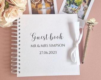 Personalised Wedding Guest Book And Pen, Rustic Guest Book, Wedding Scrapbook Photo Album, Rustic Wedding Decor, Wedding Photo Album