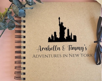 Personalised New York Travel Scrapbook, Couples NYC Adventure Photo Album, Memory Book