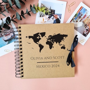 Travel Scrapbook, Personalised Couples Travel Journal, World Travel Album, Travel Memory Book, Adventure Book, Travel Gift, Gift For Couples