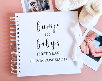 Personalised First Year Baby Scrapbook, Baby Journal, Baby Keepsake Milestone Book, New Baby Gift, Baby Record Book, First Birthday Keepsake