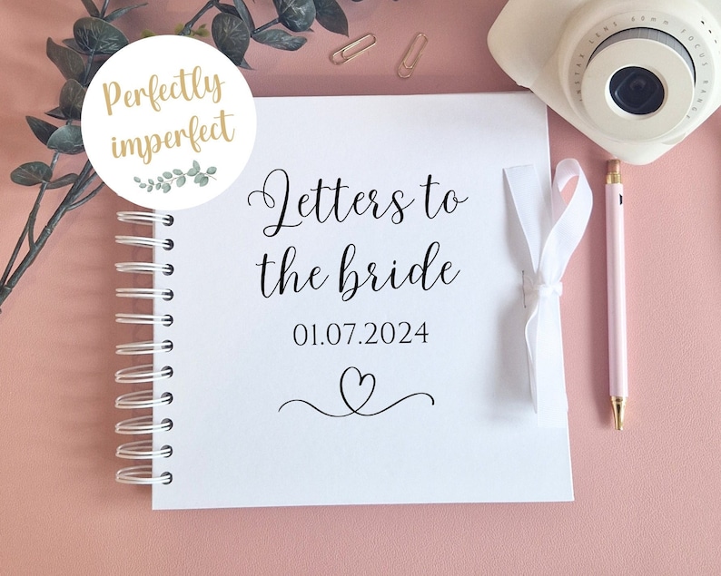 Letters to the bride to be personalised scrapbook album. Imperfect, sale.