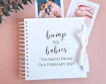 Personalised Bump To Babies Scrapbook, Pregnancy Journal, Twin Baby Scrapbook, Memory Book For Twins, Baby Book, Baby Photo Album