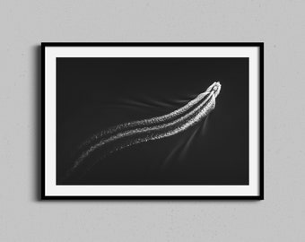 Arte murale di barche a vela / Stampa fotografica di scia di barche / Opera d'arte tropicale oceanica / Foto minimalista / Fotografia in bianco e nero / Arredamento per la casa costiero